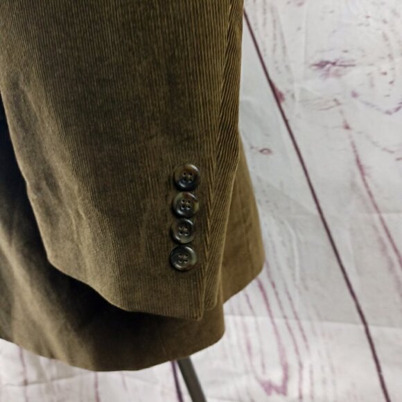 Evan Picone 42L Cotton Blend 2 Button Brown Pinstripe Corduroy Blazer Sport Coat - Picture 5 of 10